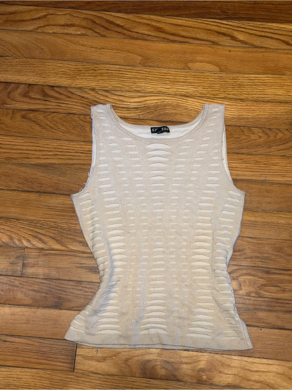 Express Openwork Knit Tank in Cream